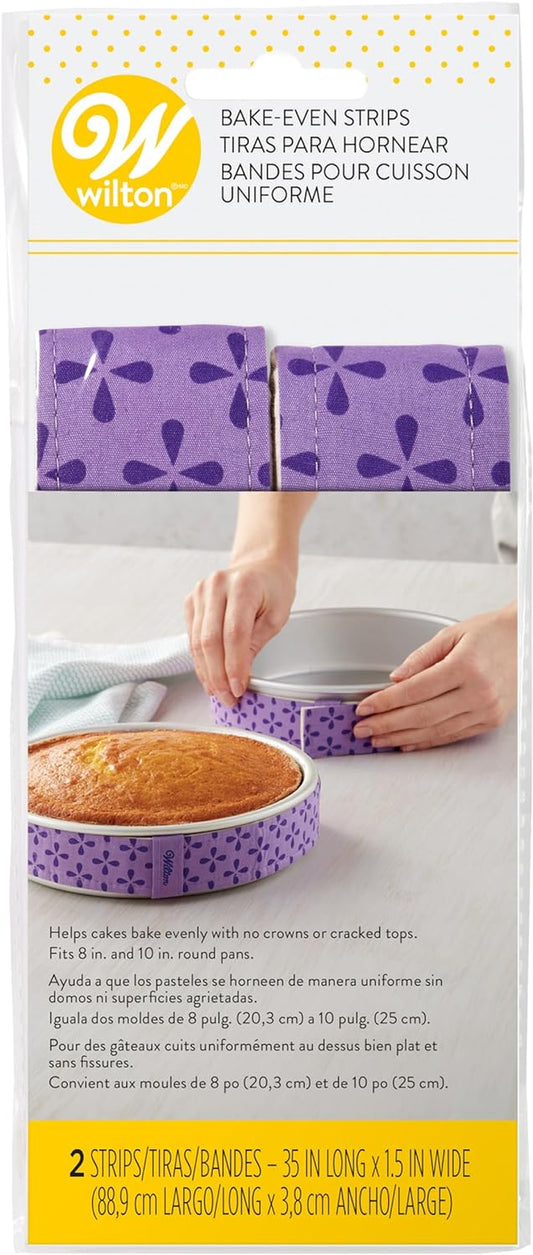 Bake-Even Cake Strips for Evenly Baked Cakes, 2-Piece Set, Purple, Fabric