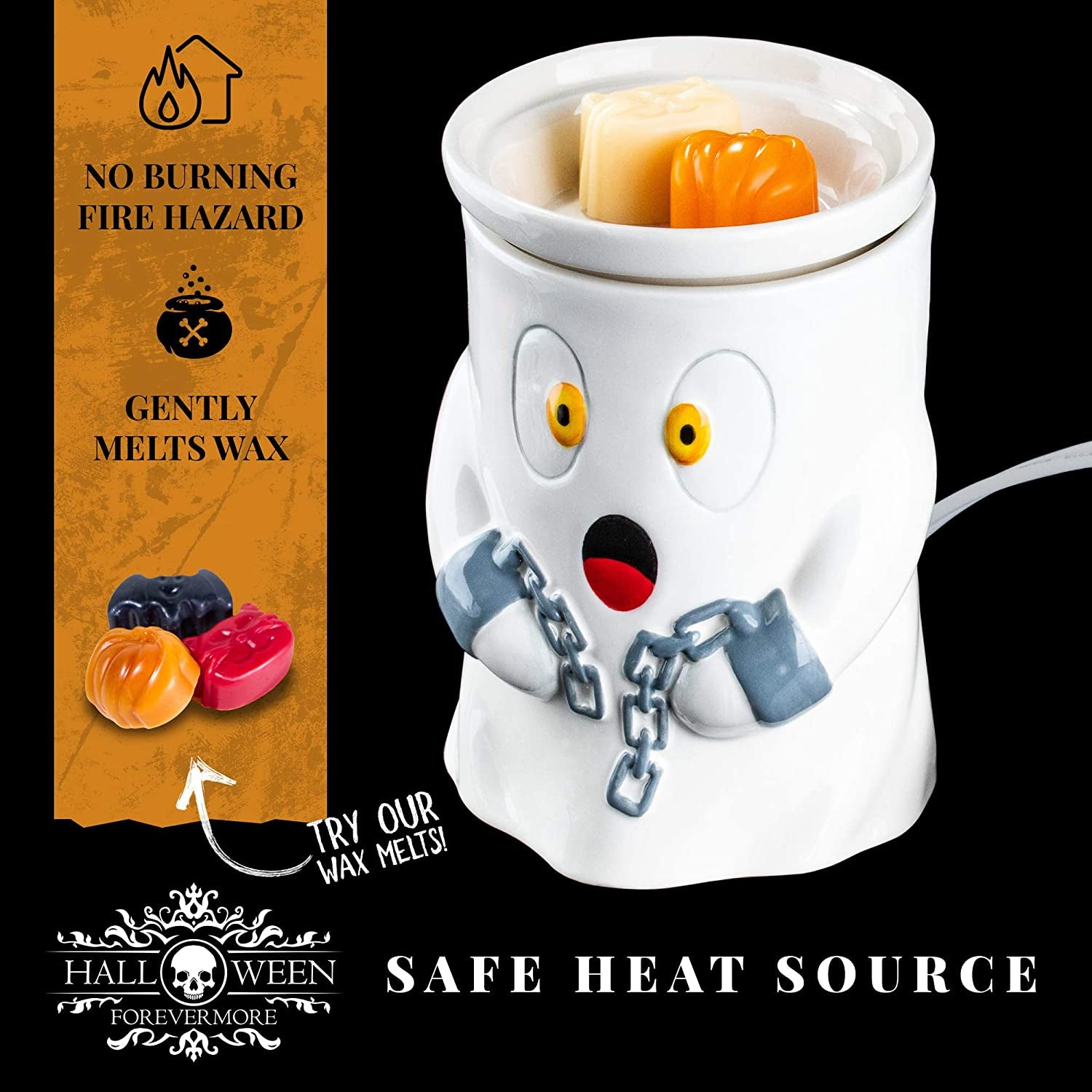 Friendly Ghost Ceramic Wax Warmer | Flameless & Easy to Clean | Handcrafted Horror-Style Character Aromatherapy Candle Warmers